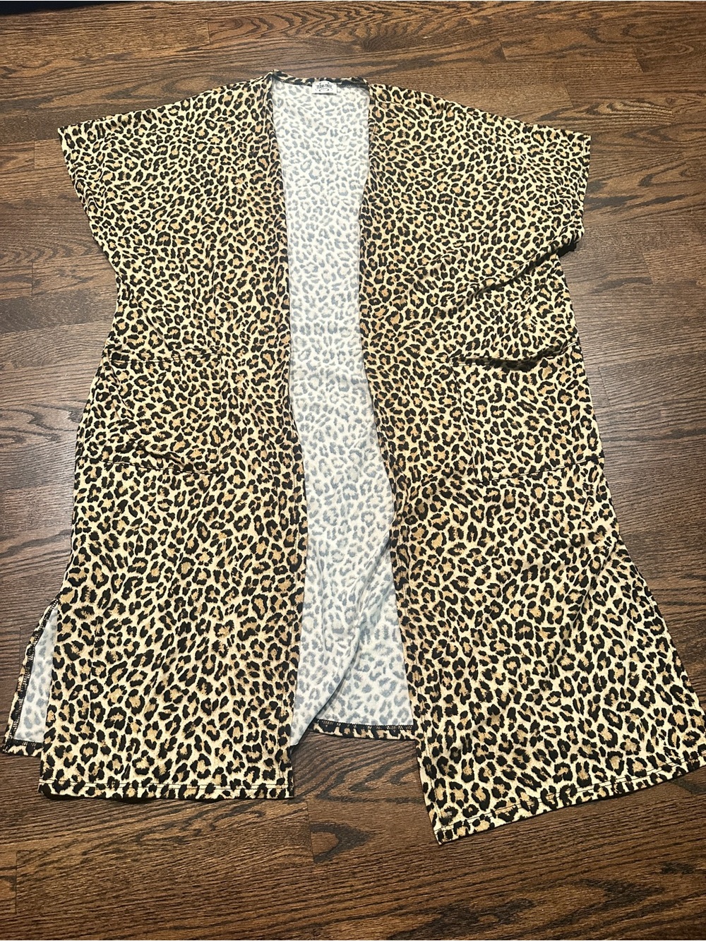 Texas True Threads Leopard Print Open Front Women's Cardigan - Tan/Black